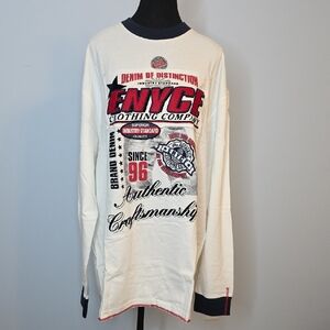 Enyce Cream Shirt with Red and Black Graphics